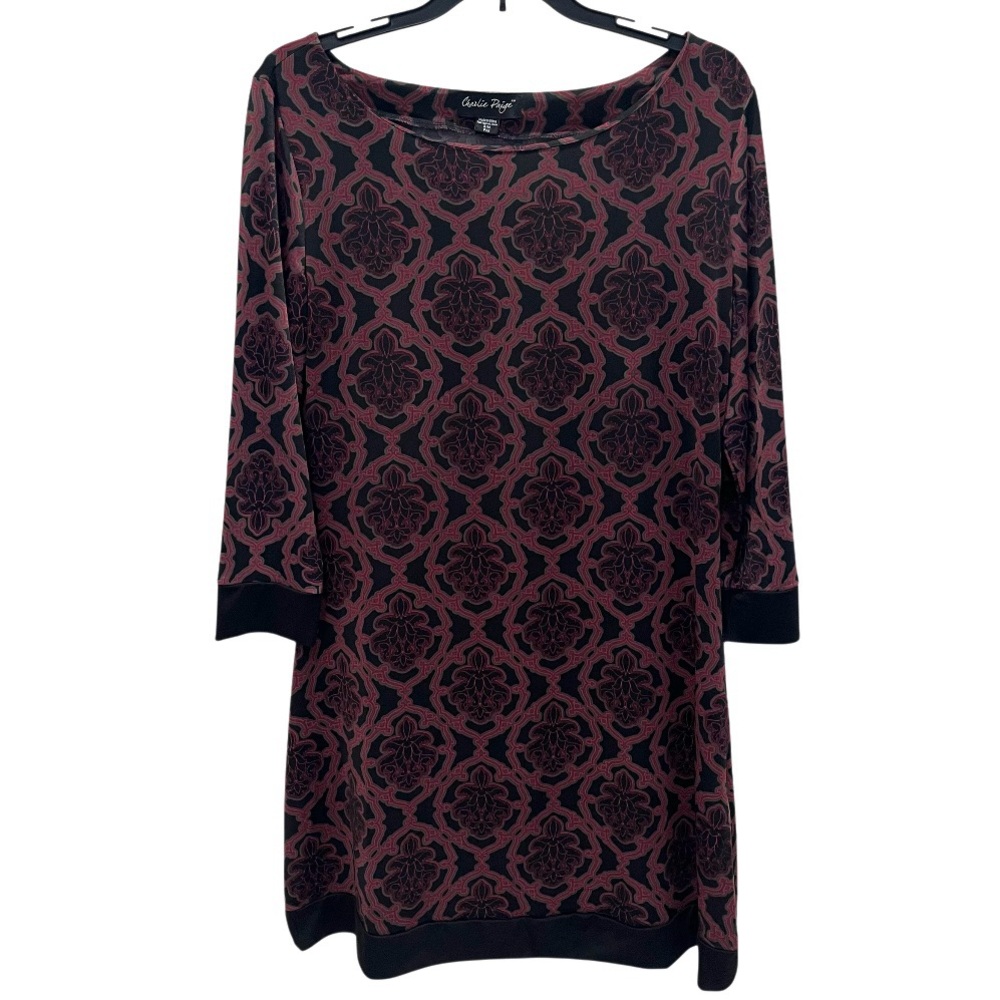 Charlie Paige Womens S/M Dress Long Sleeve Pink Burgundy Black